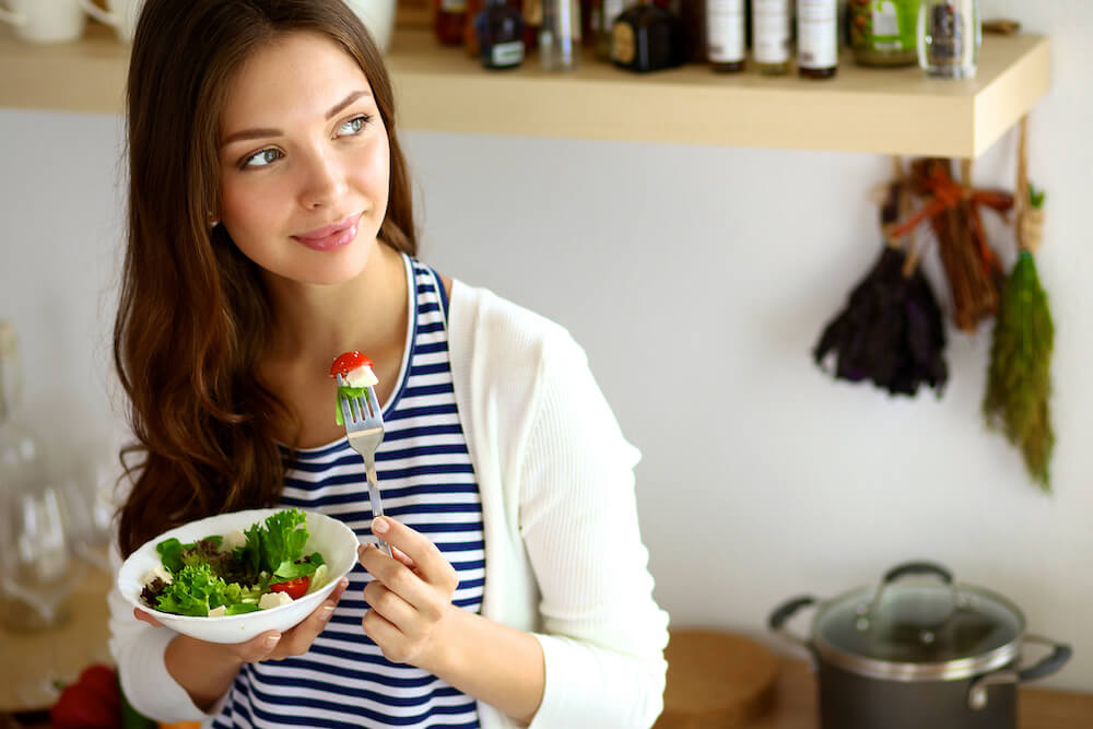 Enjoying a salad